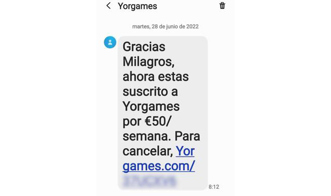 Oficina de Seguridad del Internauta alerta sobre SMS fraudulentos de una supuesta suscripción de juego online