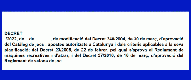 CATALUNYA: Publicado HOY el Proyecto de DECRETO