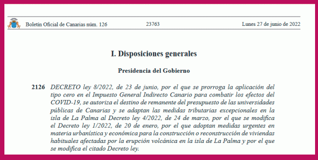 Prórroga de ayudas fiscales en las Islas Canarias