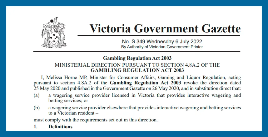 Victoria (Australia) sets additional requirements for online gaming operators to encourage responsible gaming