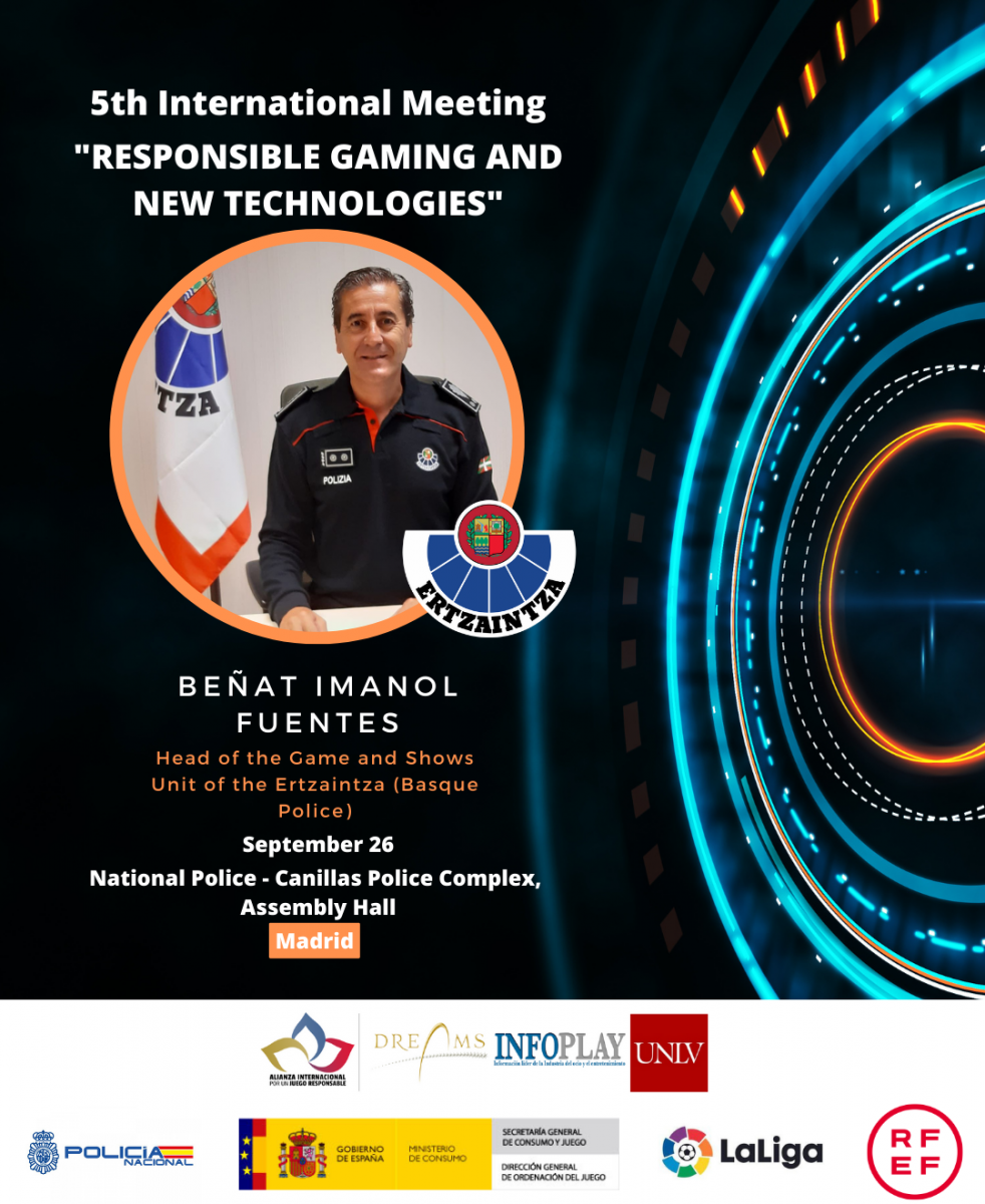 Beñat Imanol Fuentes, Head of the Gaming and Shows Unit of the Ertzaintza, joins as a speaker at the V International Conference on Responsible Gaming