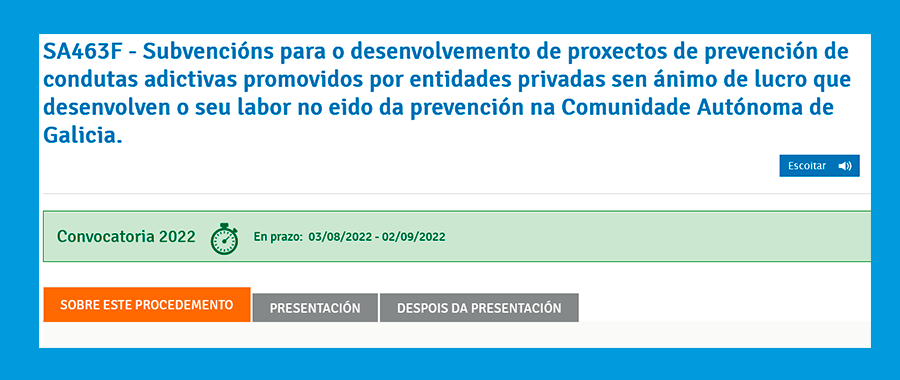 Galicia abre plazo de solicitud de subvenciones para proyectos de prevención de conductas adictivas