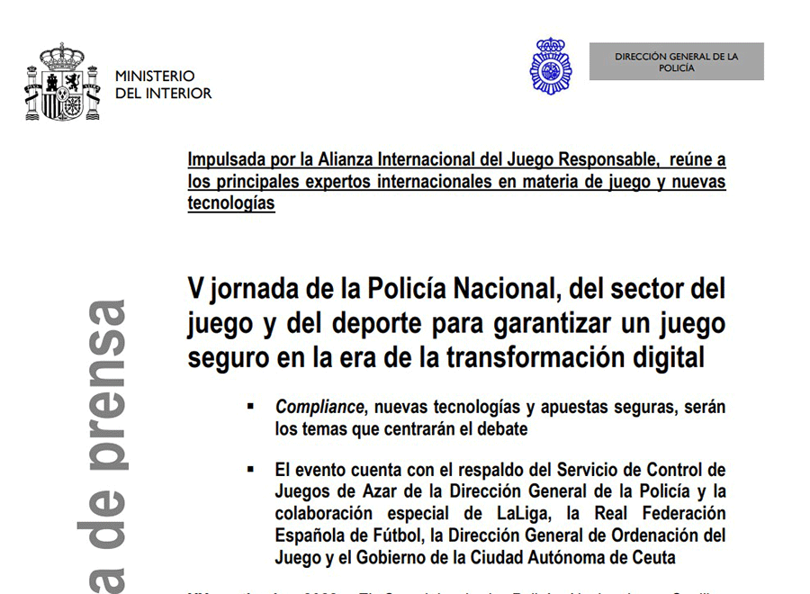 Salones de Juego, JUEGO RESPONSABLE, CUMBRE POLICÍA, LALIGA,