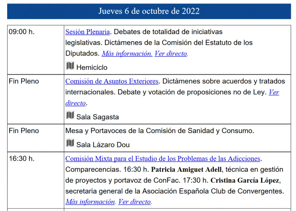 Cristina García, en la agenda de esta semana del CONGRESO DE LOS DIPUTADOS