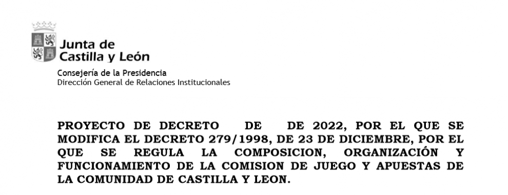 Comienza el plazo de alegaciones al proyecto que regula la Comisión de juego y apuestas de Castilla y León