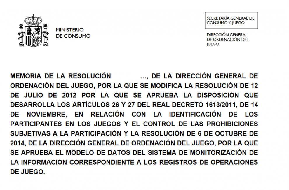 Información pública sobre la propuesta de modificación de diferentes resoluciones relativas a la identificación de los participantes en los juegos