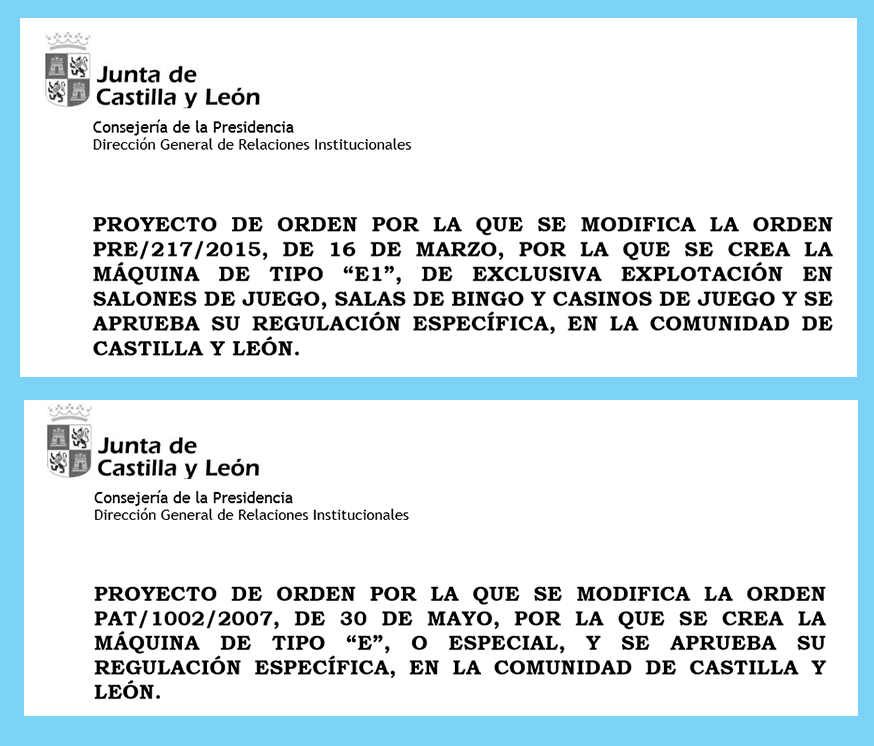 LOCALES DE JUEGO, SALONES DE JUEGO, MÁQUINA E, MÁQUINA ESPECIAL, CASTILLA Y LEÓN