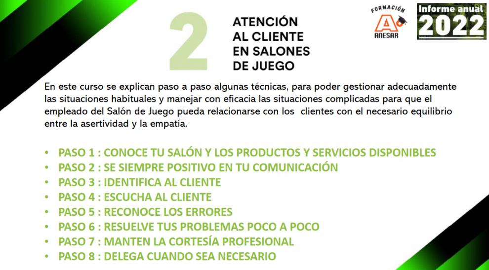SALONES DE JUEGO, ANESAR, PLAN DE FORMACIÓN, JUEGO RESPONSABLE