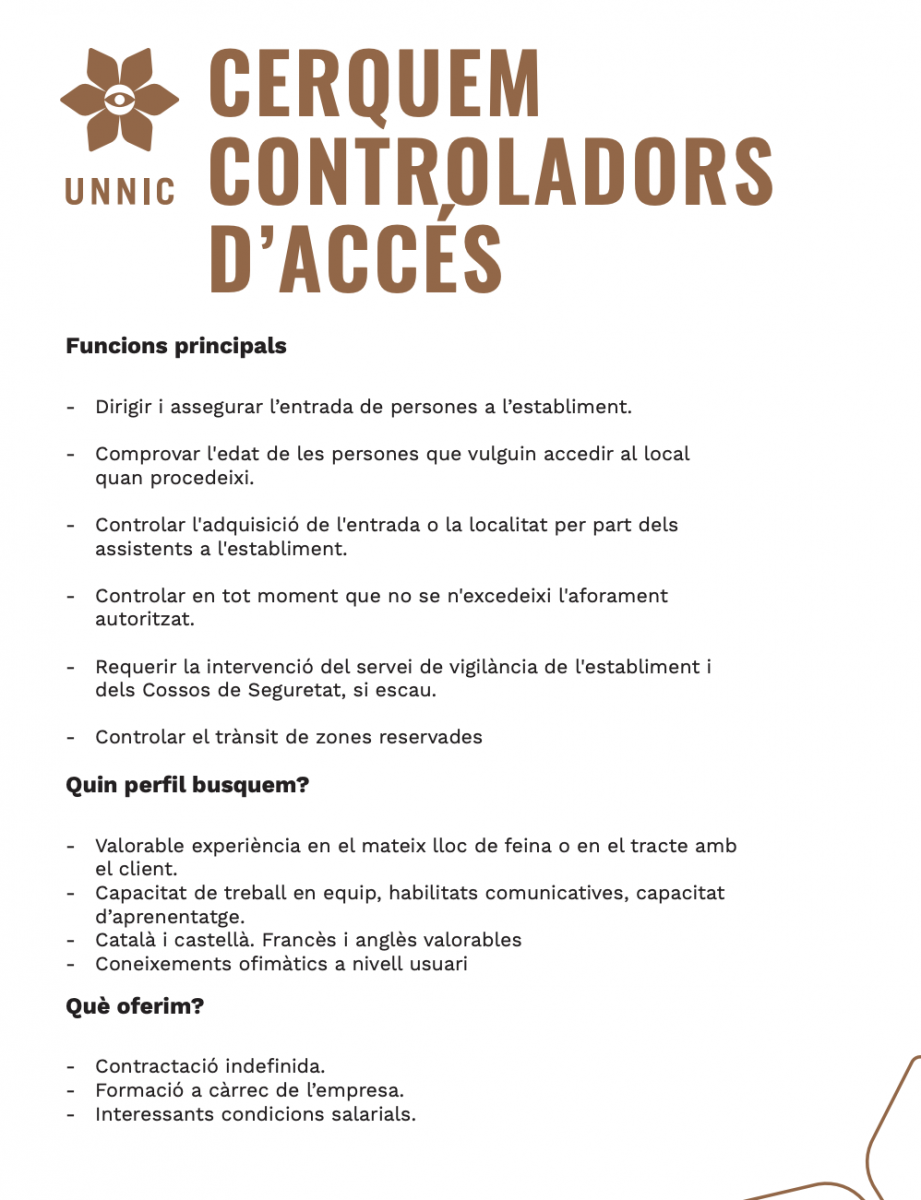 UNNIC Andorra busca controlador de acceso