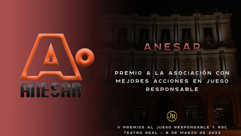 V PREMIOS JUEGO RESPONSABLE Y RSC

PREMIO A LA ASOCIACIÓN CON MEJORES ACCIONES EN JUEGO RESPONSABLE Y RSC

ANESAR 