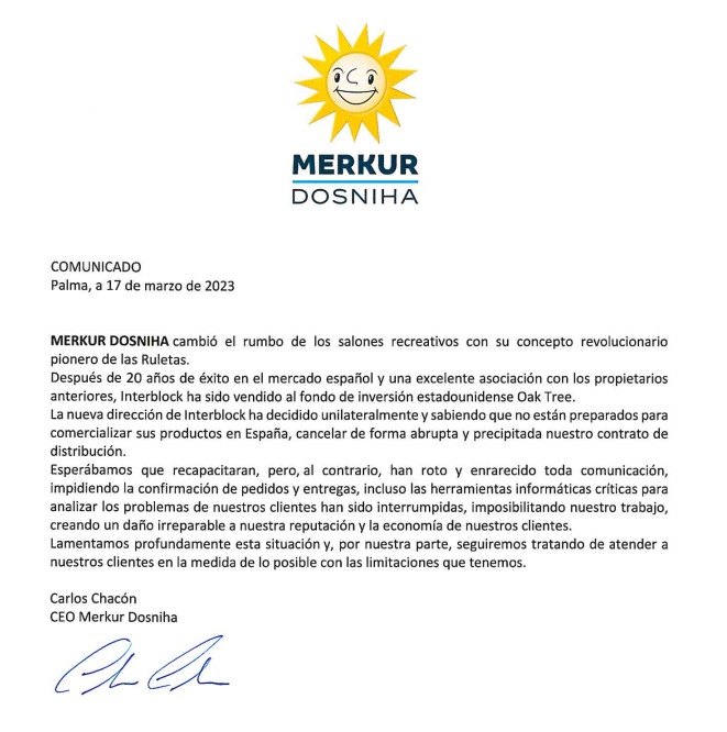 MERKUR DOSNIHA, INTERBLOCK, CARLOS CHACÓN