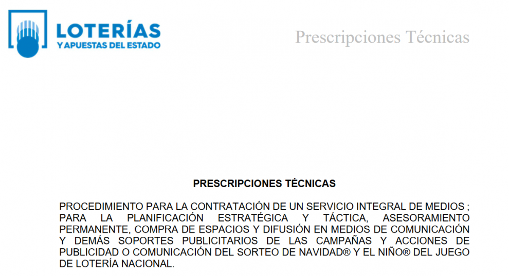 Sorteo de Navidad, SORTEO El Niño, SELAE, PUBLICIDAD