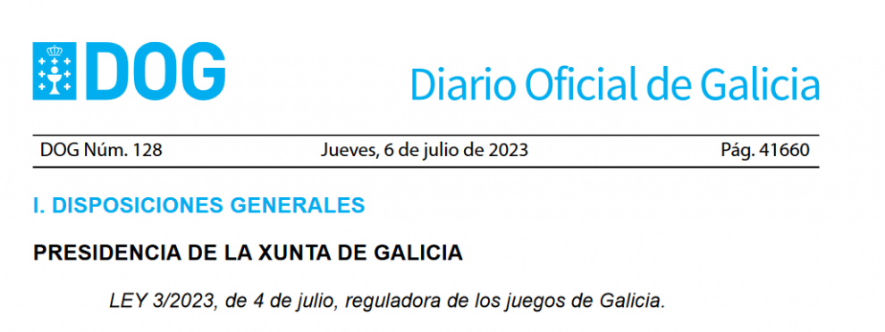 PUBLICADA hoy en el DIARIO: Ley del juego de Galicia