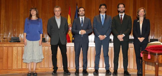 El ministro de Consumo, Alberto Garzón, junto a los altos cargos del gabinete. Desiderio Manuel Cansino es el segundo por la derecha