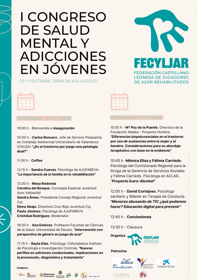 El CONGRESO de FECYLJAR se abrirá con el tema importantísimo de la PATOLOGÍA DUAL
-Publicamos el PROGRAMA-