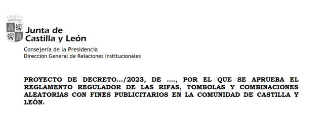 Castilla y León presenta Proyecto de Decreto para Regular Rifas y Tómbolas con Fines Publicitarios