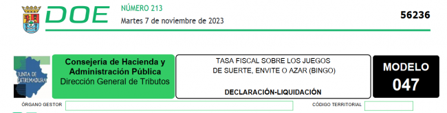 HOY EN EL DIARIO DE EXTREMADURA: Orden del pago telemático de la tasa al juego