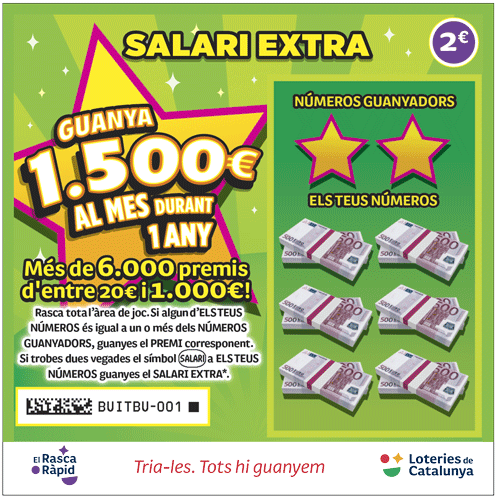 HOY EN EL DIARIO OFICIAL
Loteries de Catalunya presenta el RASCA Salario Extra