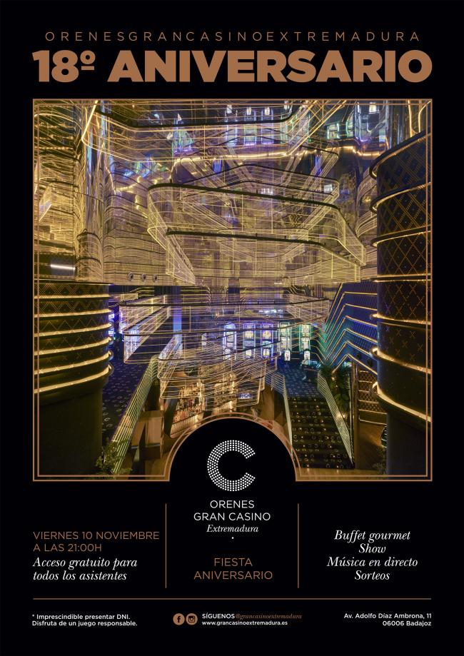 Orenes Gran Casino Extremadura celebra su 18º aniversario con el lanzamiento de su nueva identidad