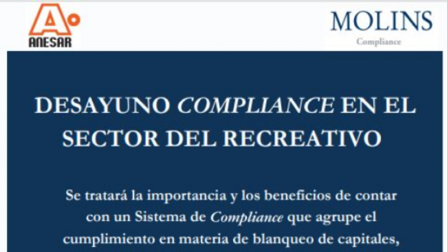 Convocado un Desayuno Molins - ANESAR para explorar los Fundamentos del Compliance en el Sector