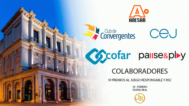 ANESAR, Club de Convergentes, CEJ, COFAR y la división Pause&Play del Grupo VID se suman como colaboradores destacados de los VI Premios al Juego Responsable y RSC