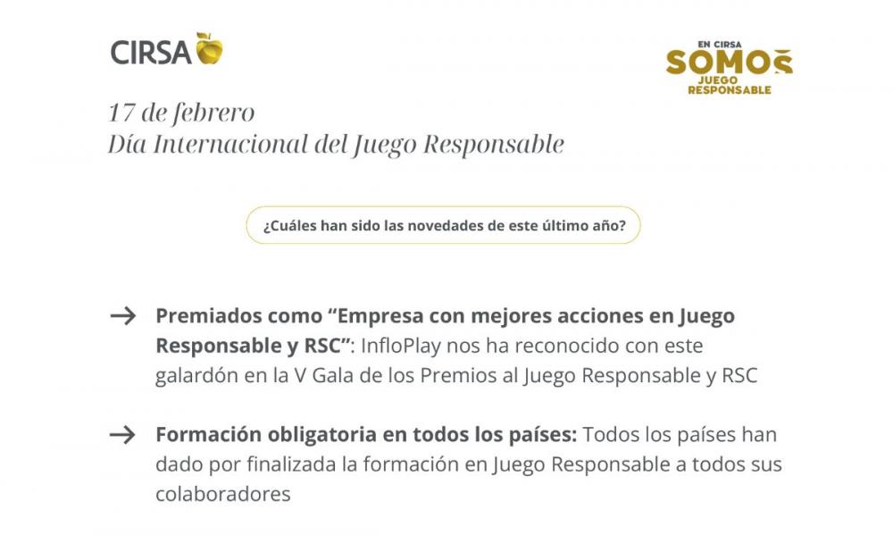 CIRSA destaca su compromiso con el Juego Responsable: 