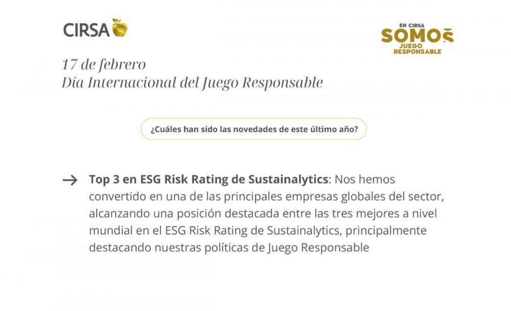 CIRSA destaca su compromiso con el Juego Responsable: 