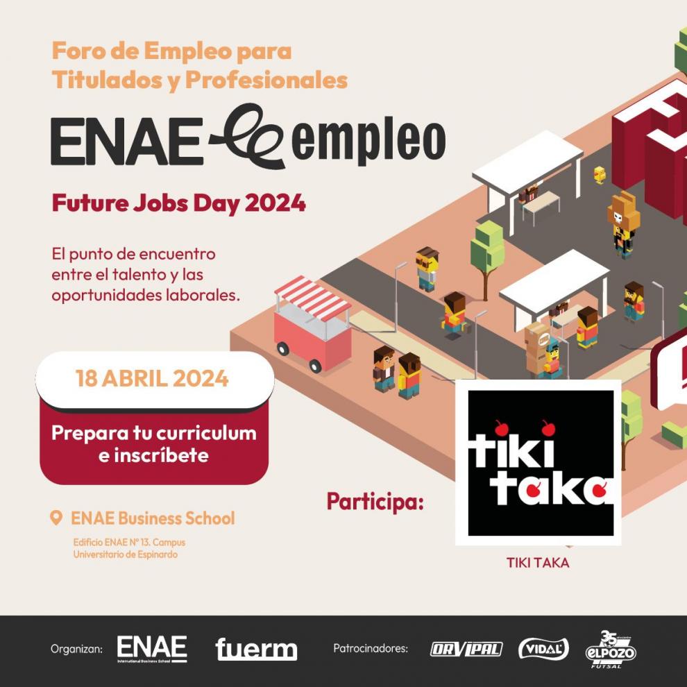 El Grupo Tiki Taka anuncia su participación en FUTURE JOBS DAY, el principal evento de empleo en la Región de Murcia