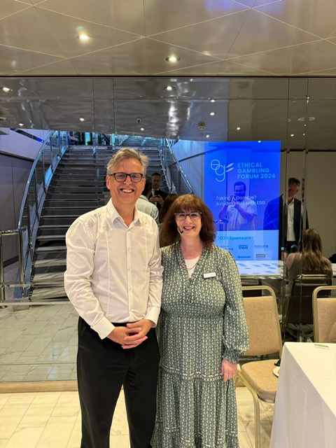 Minister Feetham alongside Jo Abergel, co-founder of the Ethical Gambling Forum