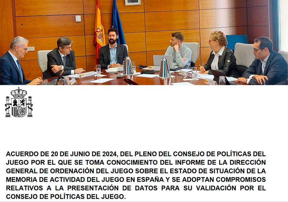 Publicamos el Acuerdo del Pleno del Consejo de Políticas del Juego sobre la "Memoria de la Actividad del Juego en España"