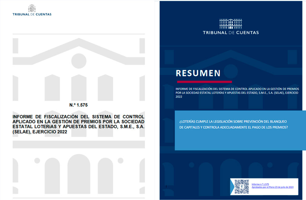 El Tribunal de Cuentas exige a SELAE proceder "sin demora" a la reclamación de la documentación pendiente de Premios para combatir el blanqueo de capitales