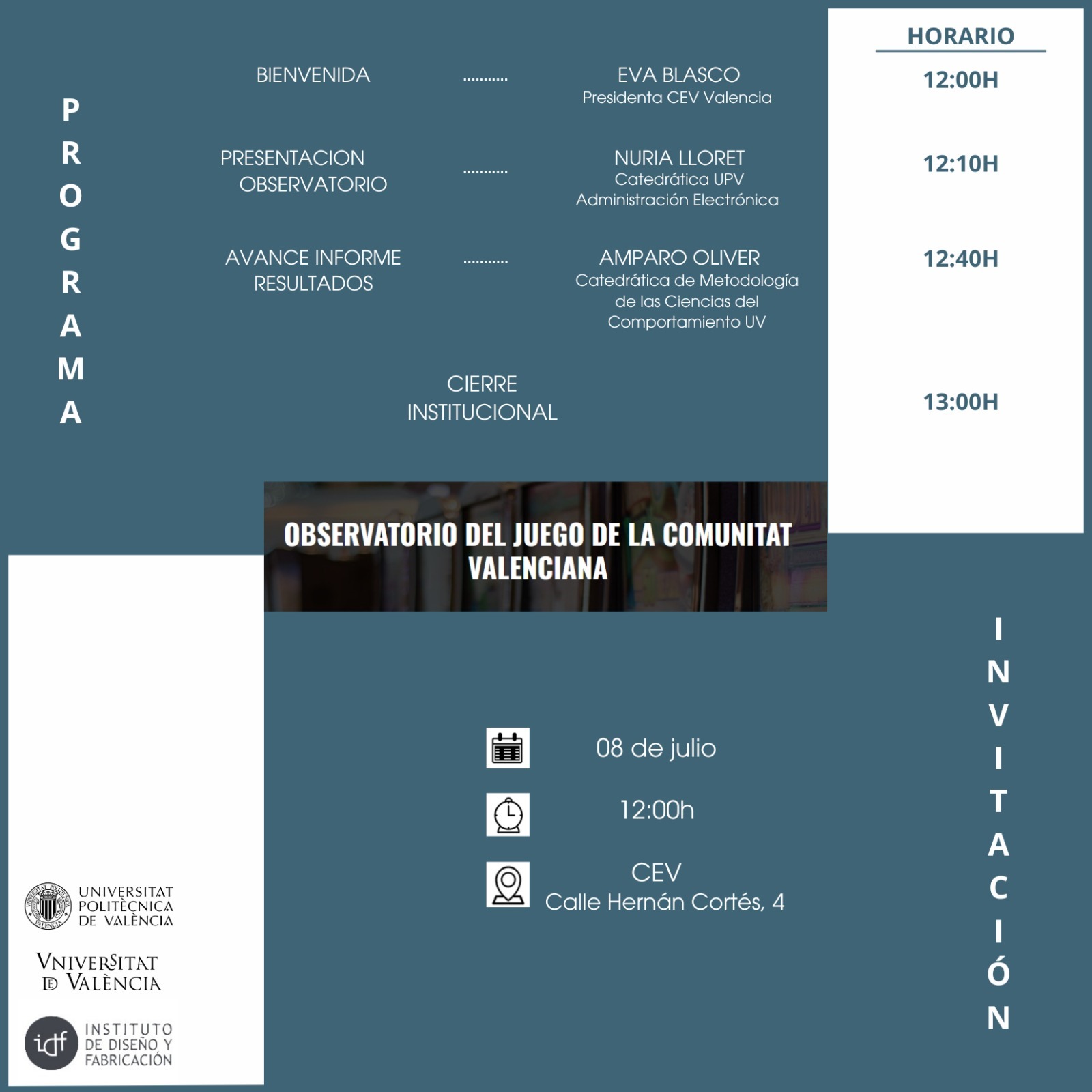  EXCELENTE INICIATIVA 
La Comunitat Valenciana presentará su Primer Observatorio del Juego
