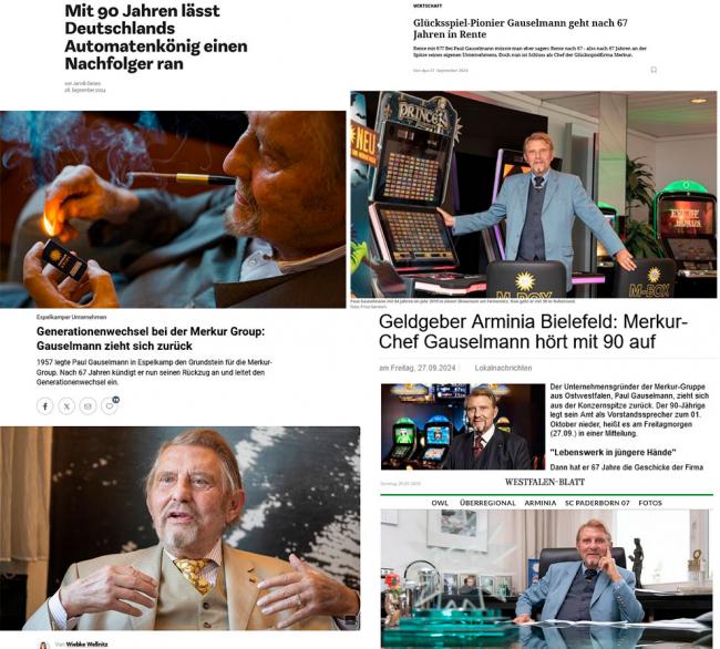 Impacto en Alemania por la retirada de Paul Gauselmann como Presidente del Grupo Merkur
 