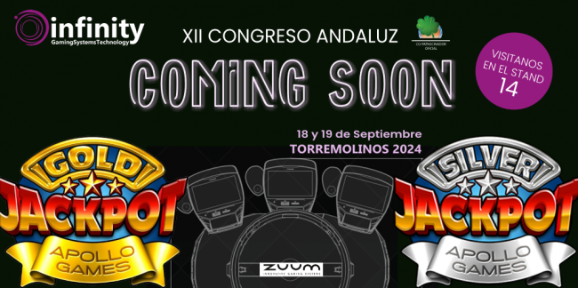 Infinity Gaming presentará sus novedades en el XII Congreso Andaluz: innovadoras Ruletas Zuum Grand Crystal y el avanzado Jackpot Progresivo de Apollo Games