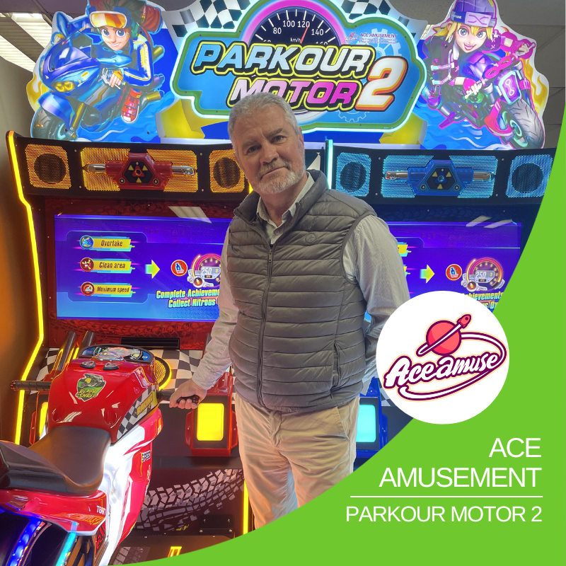 MGA INDUSTRIAL Pere Samperio presenta Parkour Motor 2, un simulador de motos de ACE Amusement