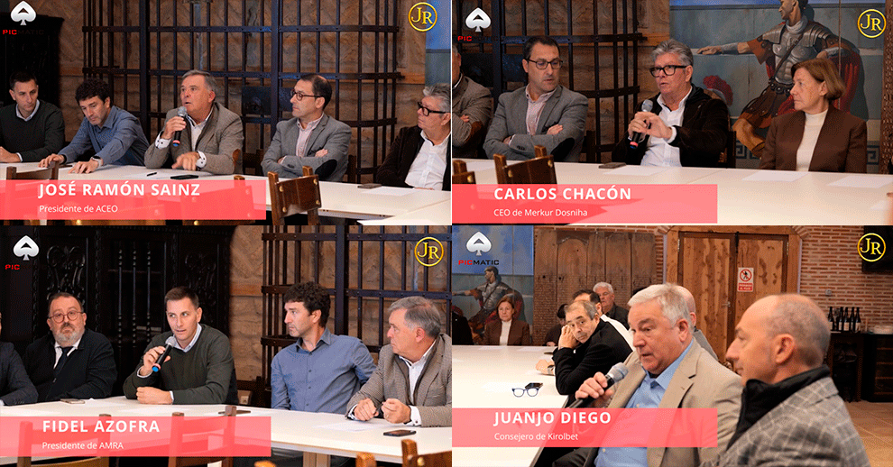 Carlos Chacón (CEO MERKUR DOSNIHA), José Ramón Sáínz (ACEO), Fidel Azofra ( AMRA) y Juanjo Diego (KIROLBET) intervienen en el Desayuno RSC patrocinado por PICMATIC
NO SE PIERDAN EL VÍDEO