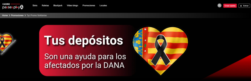 Casino Pause&Play Dona el 3% de Depósitos para Ayudar a los Afectados por la DANA