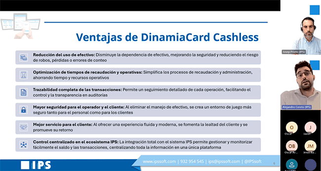 IPS Concluye su Ciclo de Webinars 2024 con Éxito y Presenta DinamiaCard Cashless y Player Tracking