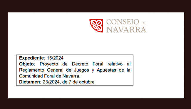 Resumen del Dictamen 23/2024 del Consejo de Navarra sobre el Reglamento de Juegos y Apuestas.