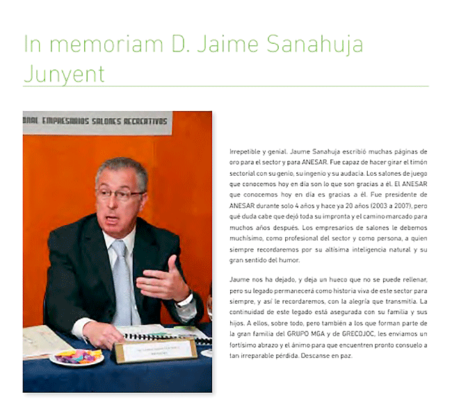 La Memoria de ANESAR 2024 rinde homenaje a Jaume Sanahuja : 