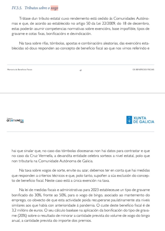 La Xunta prevé recaudar 55 millones de euros del sector del juego en 2025 y destina 3,2 millones en beneficios fiscales específicos para el bingo