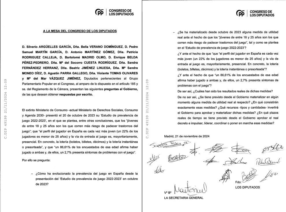 El Grupo Popular pregunta al Gobierno por el impacto de los 