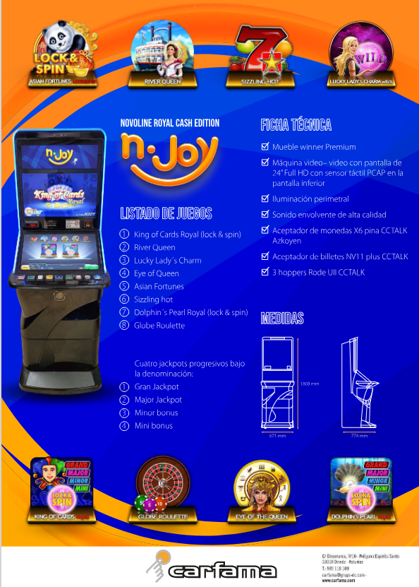 Carfama renueva su imagen publicitaria en INFOPLAY.INFO con la línea n·Joy Royal Cash: MODERNIDAD y TRADICIÓN