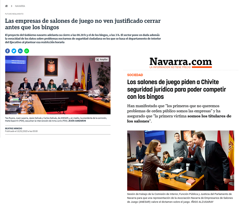COBERTURA ESPECIAL: Así ha recogido la prensa navarra la comparecencia de ANESAR en el Parlamento de Navarra