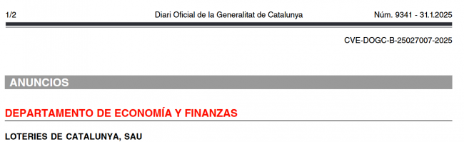 Loteries de Catalunya anuncia hoy la subasta pública de propiedad en Barcelona