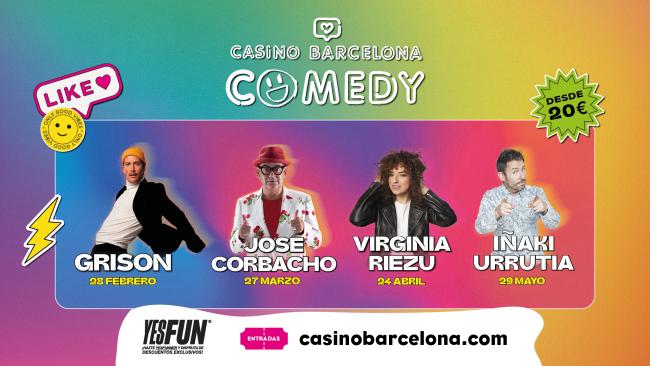Grison, Corbacho, Riezu y Urrutia Encabezan el Ciclo de Comedia en Casino Barcelona