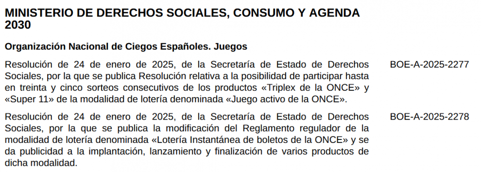 HOY EN EL BOE
Cambios en la Lotería de la ONCE: Expansión y Actualización de Reglamentos