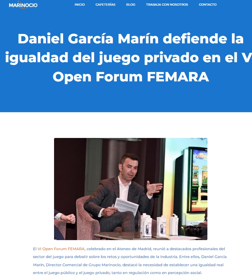 Grupo Marinocio destaca la cobertura exclusiva de INFOPLAY donde recogíamos su Defensa de la Igualdad en el VI Open Forum FEMARA