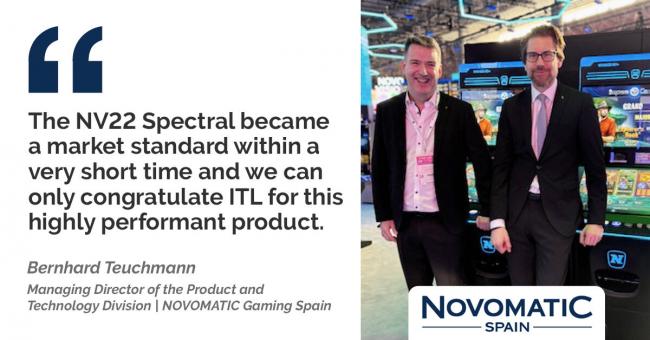 Innovative Technology celebra el éxito de su reciclador de billetes NV22 Spectral en colaboración con NOVOMATIC Spain