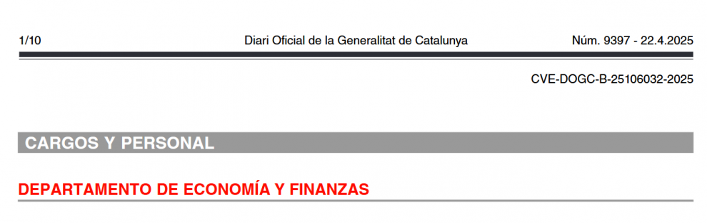 Cataluña convoca concurso para cubrir la plaza vacante de jefe/a del Área de Política Fiscal Corporativa en Tributos y Juego